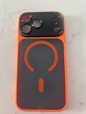 Orange MagSafe Compatible Phone Case with Camera Protector